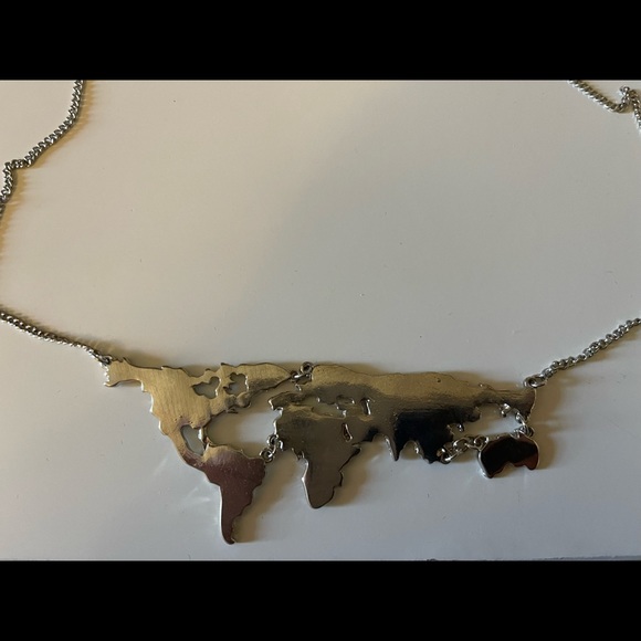 World Map silver necklace from Etsy - Picture 2 of 2
